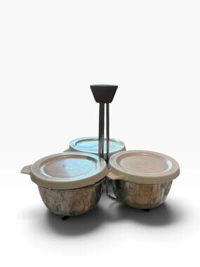 Vintage Foley Store and Serve condiment caddy set